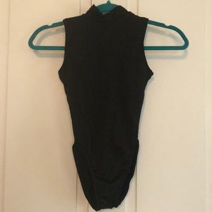 Motionwear high necked black leotard.